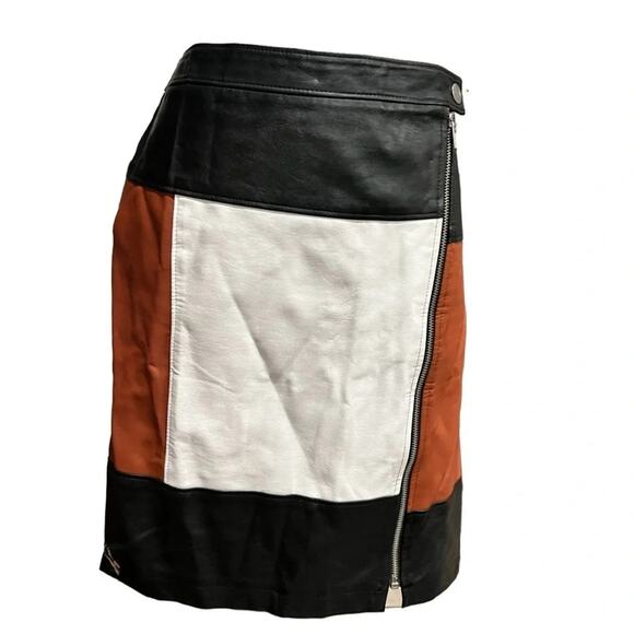 Inc International Concepts Skirt Colorblocked Faux-Leather Size 6 - Picture 3 of 6